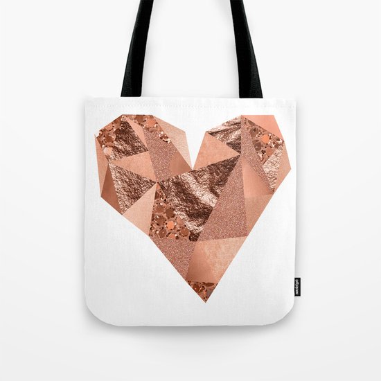 Rose gold geometric heart - glitter & foil Tote Bag