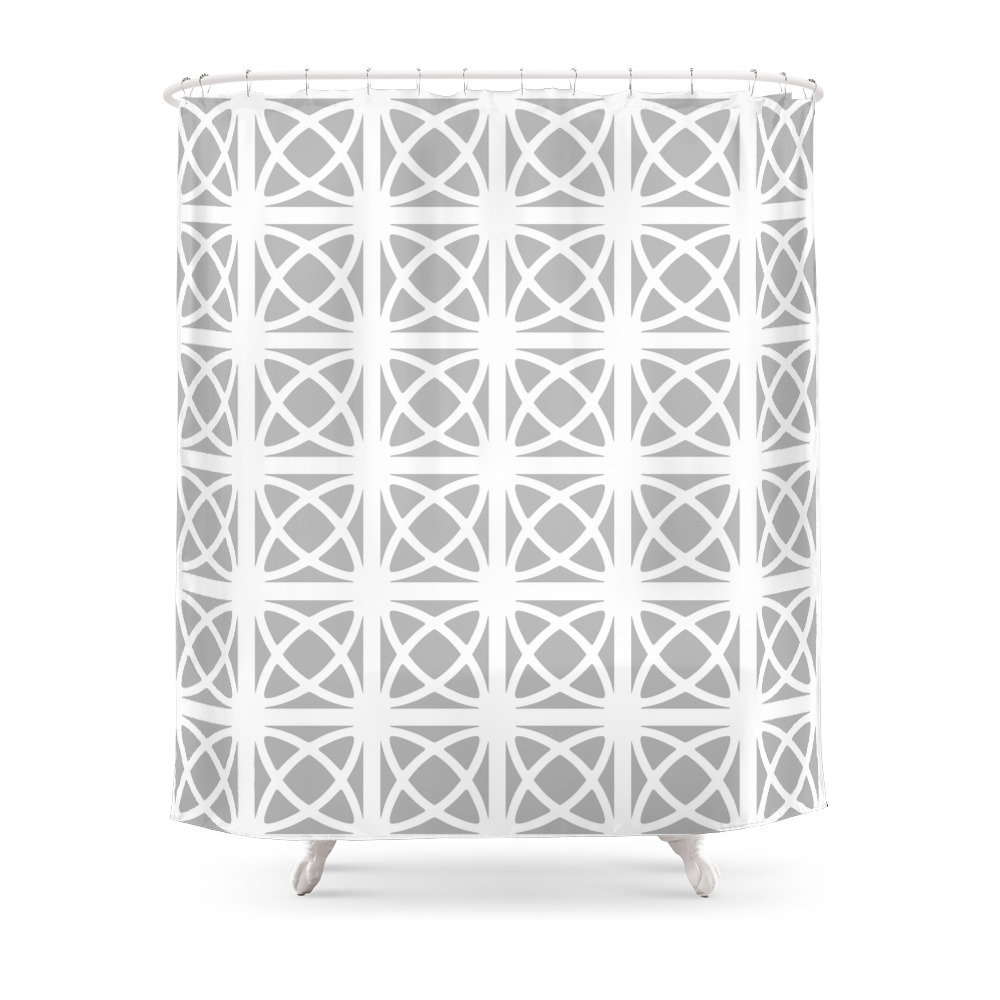 Mid Century Modern Atomic Rings 621 Gray Shower Curtain by tonymagnerdesign