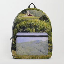 Pastures and Mount Mansfield Oil Landscape Vermont Painting Backpack
