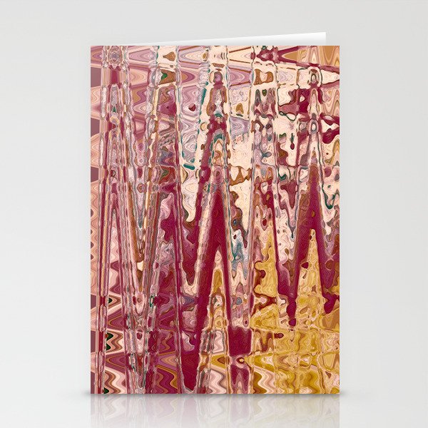 Red Color Abstract Art Line Stationery Cards