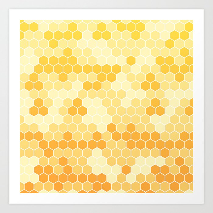 Honeycomb Yellow and Orange Geometric Pattern for Home Decor Art Print