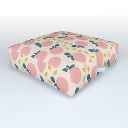 Cute pink apples and yellow leaves pattern Outdoor Floor Cushion