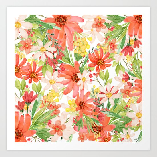 Summer Flowers Collage Art Print