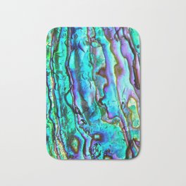 Glowing Aqua Abalone Shell Mother of Pearl Bath Mat