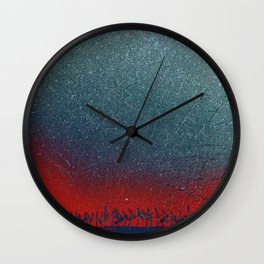 Desert Dusk Wall Clock | Ink, Painting, Pattern, Street Art, Aerosol, Contemporary, Red, Blue, Abstract, Sunset 