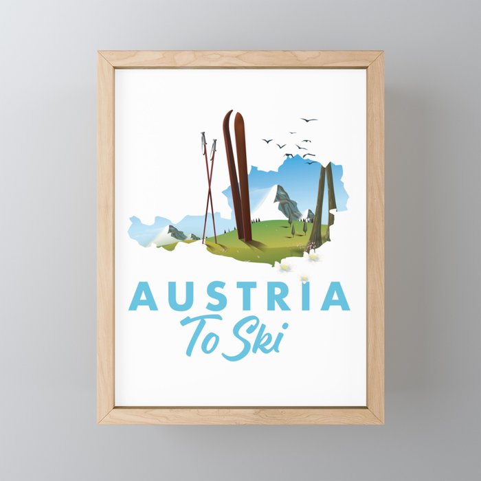 Austria To Ski Framed Mini Art Print