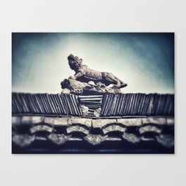 Rooftop Chinese Tiger Statue Canvas Print