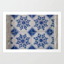 Ultramarine blue portugese tiles, Azulejos - pattern texture portugal lisbon - travel photography Art Print