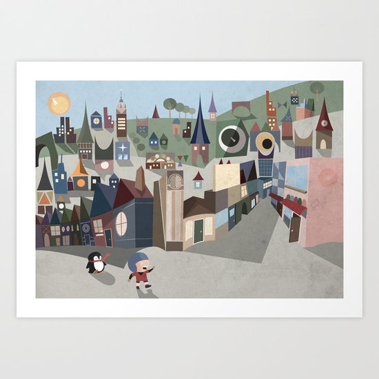 A Boy and his Penguin Art Print