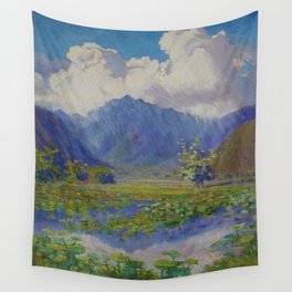 A Shower in the Mountains & Lily Pads, Manoa Valley, Hawaii landscape by Anna Woodward Wall Tapestry