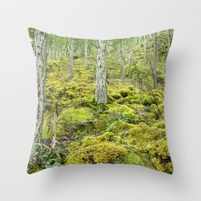Mossy Forest Floor Throw Pillow
