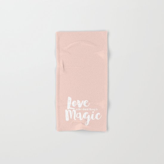 LOVE is the closest think to magic - Saying on peach background - on #Society6 Hand & Bath Towel