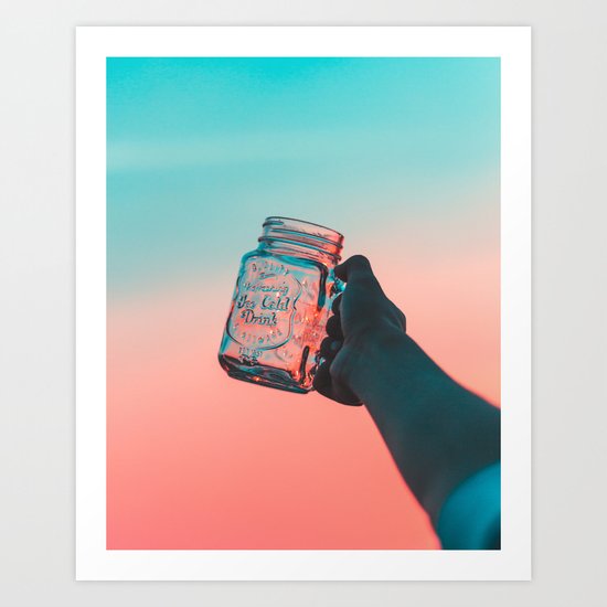 Mason jar sunset Art Print