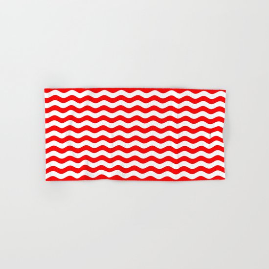 Wavy Stripes (Red/White) Hand & Bath Towel
