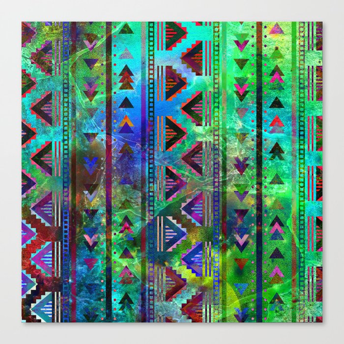 blue green pattern triangles Canvas Print