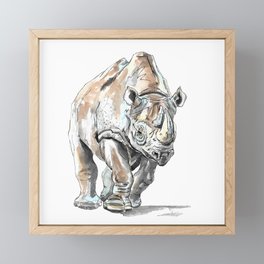 Rhinoceros, rhino in watercolor Framed Mini Art Print