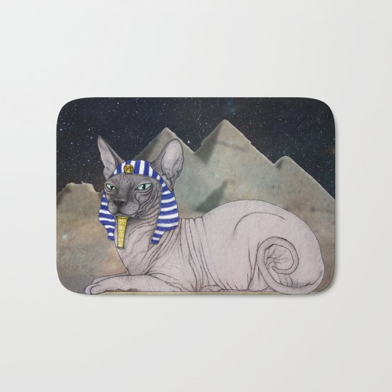Sphynx Cat (space bg) Bath Mat