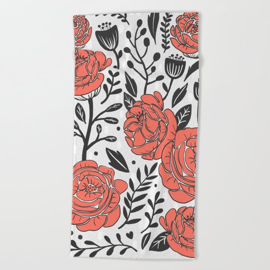 Orange Garden Beach Towel