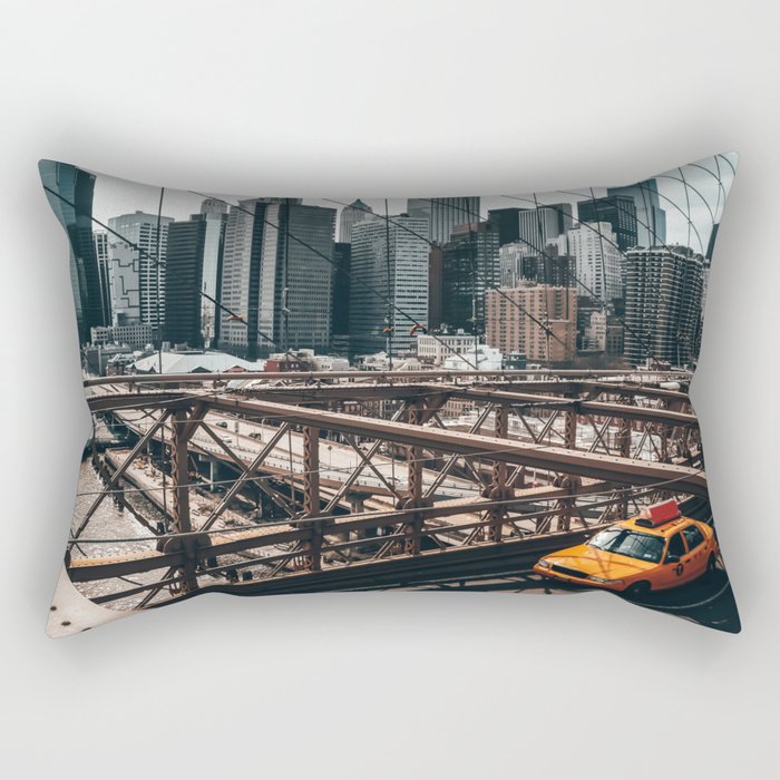 Brooklyn Bridge and Manhattan skyline in New York City Rectangular Pillow