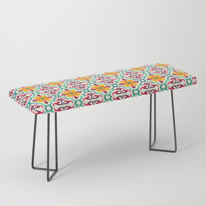 N235 - Floral Oriental Traditional Andalusian  Moroccan Style Bench