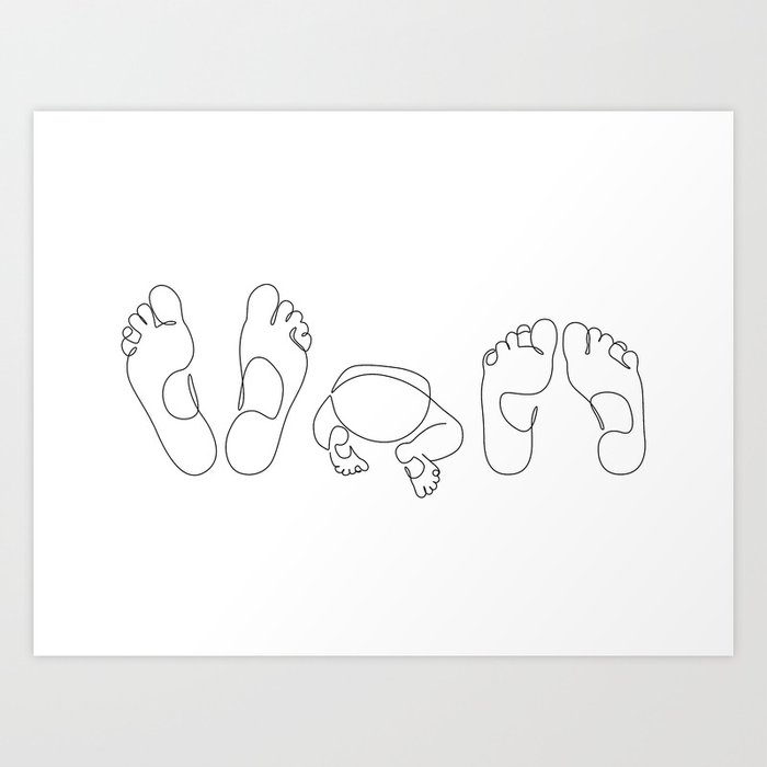 Family Feet / drawing of parents and baby Art Print