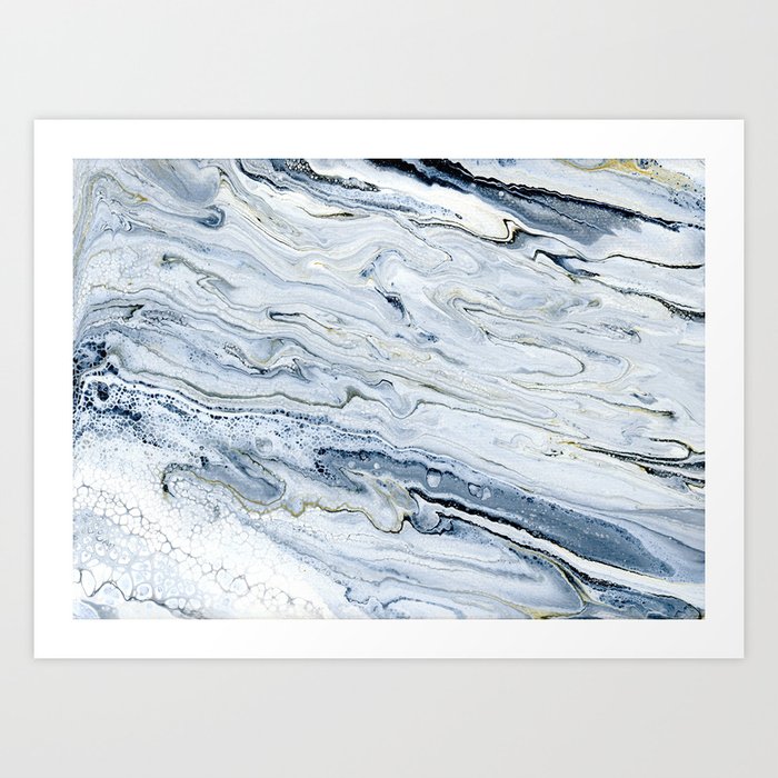 Smoke And Champagne Marbled Painting In Gray White Black Gold