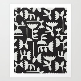 Linocut Tulip Pattern #4 Art Print