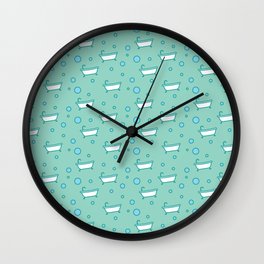 Rub a dub dub, bubbles and a bathtub (aqua) Wall Clock