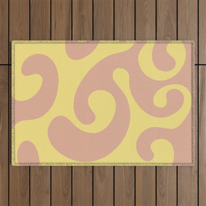 Octopus in the Waves - Mauve yellow Outdoor Rug