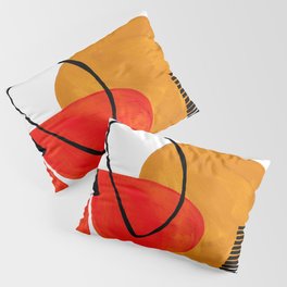 Mid Century Modern Abstract Vintage Pop Art Space Age Pattern Orange Yellow Black Orbit Accent Pillow Sham