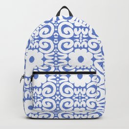 Retro Daisy Flower Lace White On Blue Backpack