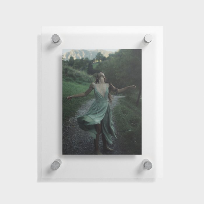 A hard rain is gonna fall; female in the wilderness looking skyward magical realism fantasy color photograph / photography Floating Acrylic Print