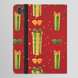 Christmas Pattern Yellow Green Gifts Bow iPad Folio Case