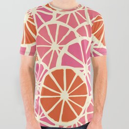 Pink Grapefruit Slices Pattern All Over Graphic Tee