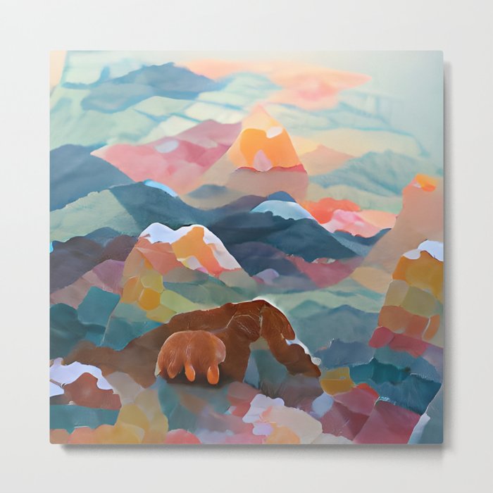 Soft Pastel Abstract Mountains Metal Print