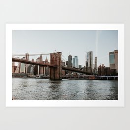 Skyline with Brooklyn Bridge - 2 | Colourful Travel Photography | New York City, America (USA) Art Print