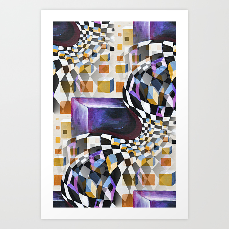 Modern Retro Abstract 80s 90s Vintage Artwork Chess Board Pattern Art Print By Nisuris Society6