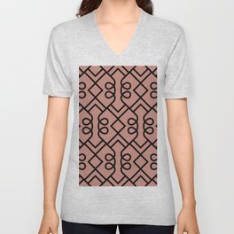 Black and Pink Minimal Diamond Loop Pattern Pairs DE 2022 Trending Color Rose de Mai DET432 V Neck T Shirt
