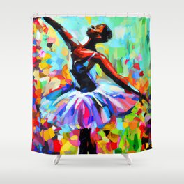 Ballerina dancing on stage Shower Curtain