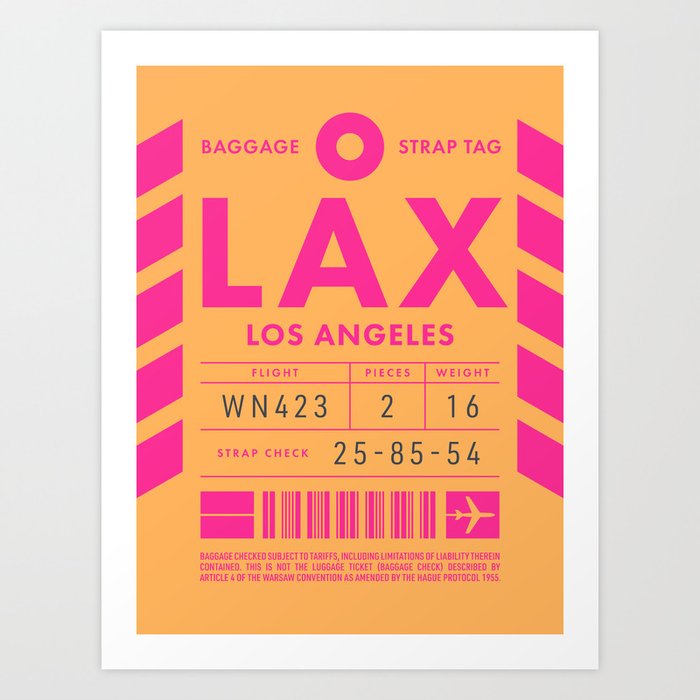 Luggage Tag D - LAX Los Angeles USA Art Print