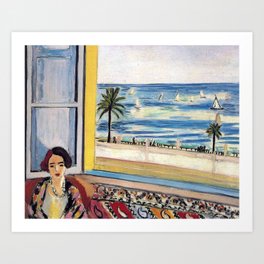 Seated Woman, Back Turned to the Open Window of Ocean & Seaside by Henri Matisse Art Print
