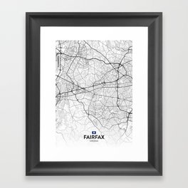 Fairfax, Virginia, United States - Light City Map Framed Art Print
