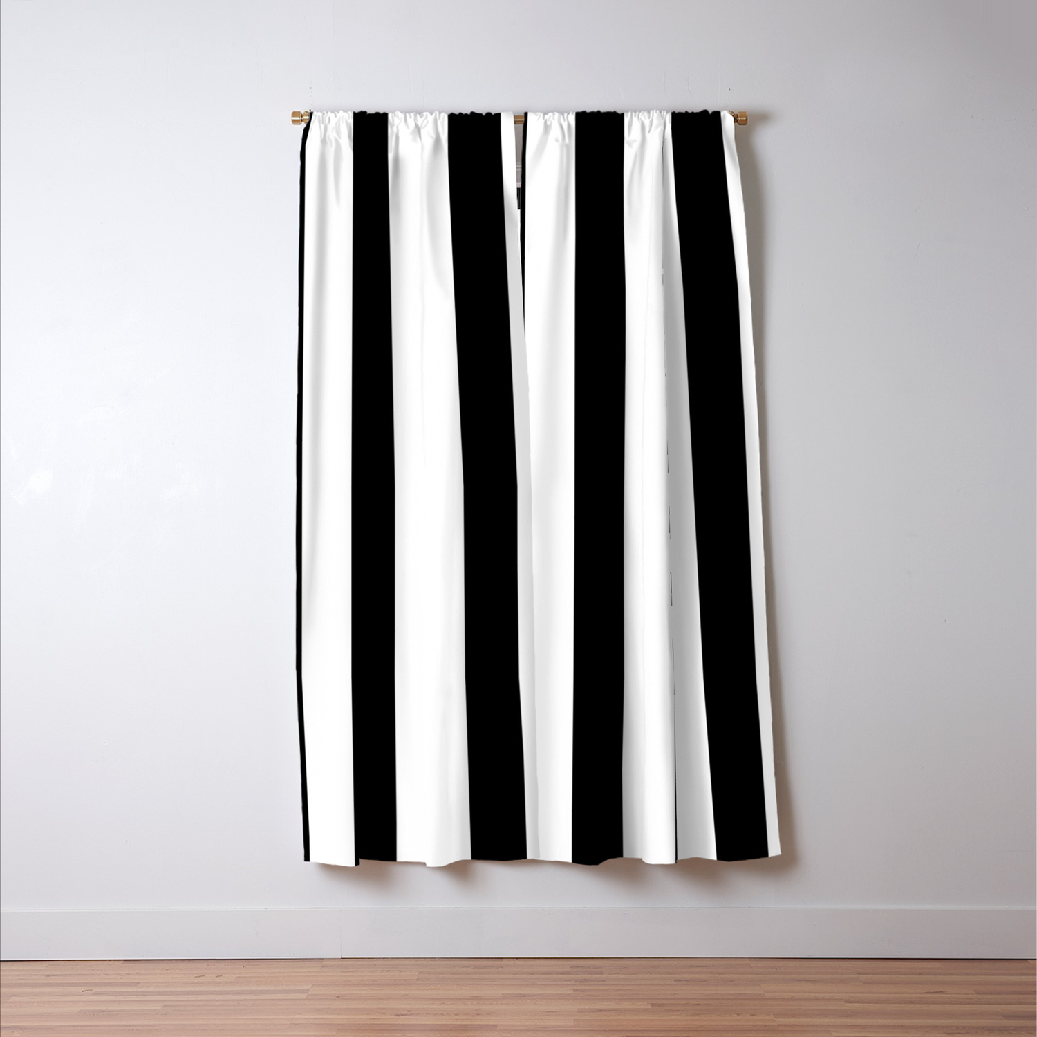Parisian Black White Stripes Vertical Blackout Curtain By