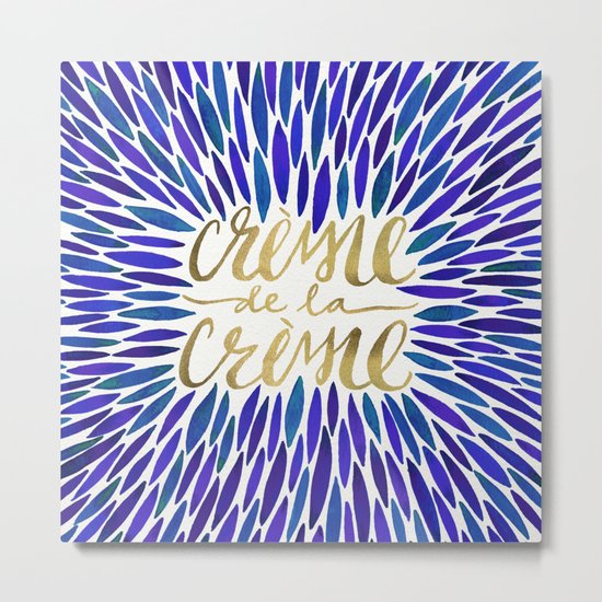 Crème de la Crème – Navy & Gold Metal Print