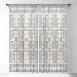Southwestern Pattern 131 Gray and Beige Sheer Curtain