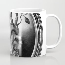 Anatomical Human Heart in Vintage frame with tree Branches Growing Design by Jackie Rabbit Coffee Mug