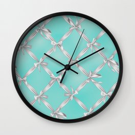 White Bows Turquoise Robin's Egg Blue Wall Clock