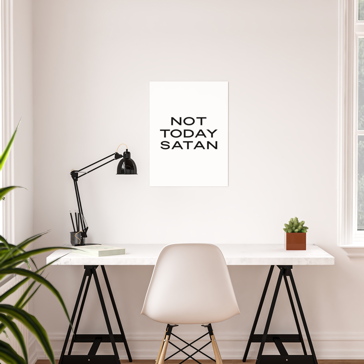 Not Today Satan Print Funny Printable Quote Funny Quotes Wall Art Print Home Decor Office Wall D Poster By Srbartprints Society6