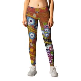 Gustav Klimt - The Mermaids II with poppies oceanic / floral portrait painting Leggings | Newbedford, Sunflowers, Painting, Whaling, Mermaid, Watchhill, Blockisland, Capecod, Gulfofmexico, Frenchriviera 