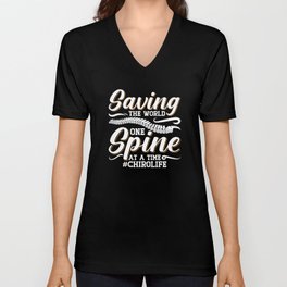 Chiropractic Saving The World Spine Chiropractor V Neck T Shirt